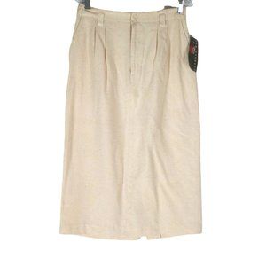 Vintage Silk Midi Skirt by Outback Red Womens Size 14 Oatmeal Colored Lined